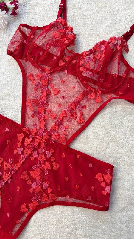 Amour Bodysuit — Kırmızı