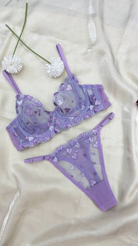 Fleur İşlemeli Set — Bordo
