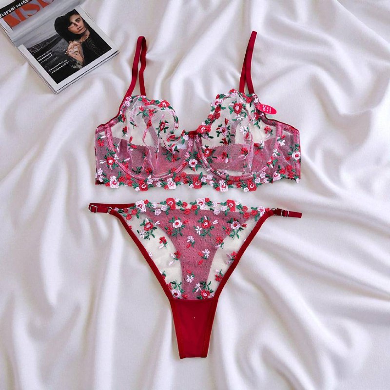 Camille İşlemeli Set — Bordo