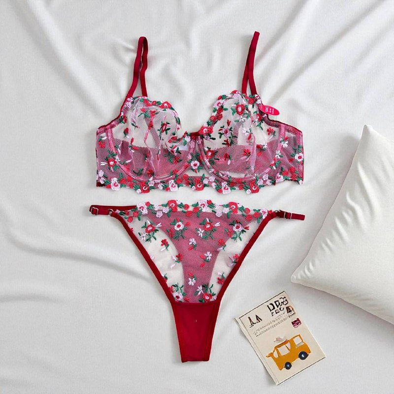 Camille İşlemeli Set — Bordo